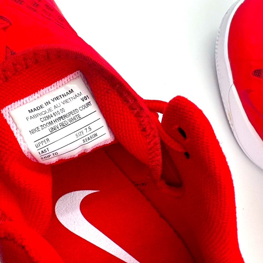 NIKE Zoom Hyperspeed Court “University Red/White” Sz 7.5M / 9W *EUC (CI2964-610) - Picture 5 of 6